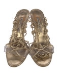 Manolo Blahnik Leather Animal Print Gladiator Sandals - Gold Sandals, Shoes - MOO350033 | The RealReal