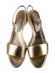 Manolo Blahnik Leather Slingback Sandals - Gold Sandals, Shoes - MOO350039 | The RealReal
