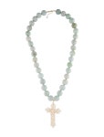 Necklace 14K Jadeite & Pearl Cross Bead Pendant Necklace - Bead Strand, Necklaces - NECKL309004 | The RealReal