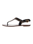 Valentino Rockstud Accents Rubber T-Strap Sandals - Black Sandals, Shoes - VAL350034 | The RealReal Rockstud Accents Rubber T... 