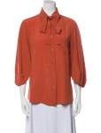 Prada Three-Quarter Sleeve Button-Up Top - Orange Tops, Clothing - PRA863010 | The RealReal Three-Quarter Sleeve Button-Up Top