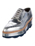 Prada Patent Leather Lasercut Accents Oxfords - Metallic Flats, Shoes - PRA953004 | The RealReal Patent Leather Lasercut Accents... 