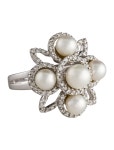 Ring 14K Pearl & Diamond Cocktail Ring - 14K White Gold Cocktail Ring, Rings - RRING150009 | The RealReal 14K Pearl & Diamond... 