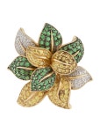 Ring 14K Tsavorite Garnet, Sapphire & Diamond Flower Cocktail Ring - Cocktail Ring, Rings - RRING370015 | The RealReal
