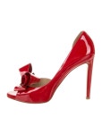 Valentino Patent Leather Bow Accents DOrsay Pumps - Red Pumps, Shoes - VAL230017 | The RealReal Patent Leather Bow Accents D... 