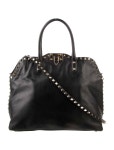 Valentino Leather Rockstud Tote - Black Totes, Handbags - VAL316027 | The RealReal Leather Rockstud Tote