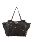 Valentino Leather Rockstud Tote - Black Totes, Handbags - VAL316027 | The RealReal Leather Rockstud Tote
