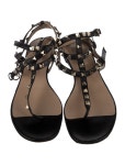Valentino Rockstud Accents Leather Gladiator Sandals - Black Sandals, Shoes - VAL570002 | The RealReal