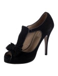 Valentino Suede Bow Accents T-Strap Pumps - Black Pumps, Shoes - VAL570006 | The RealReal