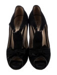 Valentino Suede Bow Accents T-Strap Pumps - Black Pumps, Shoes - VAL570006 | The RealReal