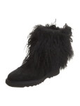 UGG Suede Fur Trim Lace-Up Boots - Black Boots, Shoes - WUUGG125510 | The RealReal Suede Fur Trim Lace-Up Boots