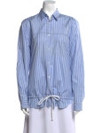 Oscar de la Renta Striped Crew Neck Button-Up Top - Blue Tops, Clothing - OSC210150 | The RealReal Striped Crew Neck Button-Up Top