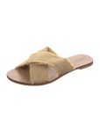 Ancient Greek Sandals Canvas Raw-Edge Trim Slides - Neutrals Sandals, Shoes - WAGKS28622 | The RealReal Canvas Raw-Edge Trim Slides