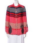 Tory Burch Silk Printed Button-Up Top - Blue Tops, Clothing - WTO700336 | The RealReal Silk Printed Button-Up Top
