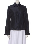 Tory Burch Silk Long Sleeve Button-Up Top - Blue Tops, Clothing - WTO700459 | The RealReal Silk Long Sleeve Button-Up Top