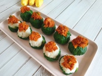 고추장참치볶음 듬뿍 올려서 만든 깻잎쌈밥