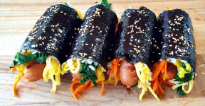 통째로 넣었더니 크고 맛있는 왕 김밥 만들기