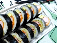 양배추쌈김밥:있는 재료 총출동 즉석 집김밥(당근라페김밥)
