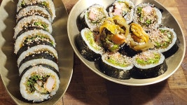 명절음식 모둠전 활용, 묵은지 김밥