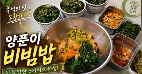 나물반찬 3가지와 추억의 양푼이 비빔밥, 행복을 비벼 먹다