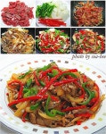 돼지고기 등심 1줌에 맛술(1),소금,후춧가루 뿌려 밑간해요. 2.초록피망... ^^아울러 맛술은 미림이나 미향,청주 등을 이야기하는거구요.마트에서... 