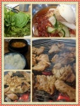 하루 종일 뒹글뒹글~~랑한테 짜증 이빠이 내고ㅜㅜ 갈비 묵으러왔어요~~1인분 6900원 아주 싸죠~국내산 쌈종류두 많고~~ 이게 즈대로 휴가라고... 