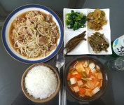 대패삼겹숙주볶음해서~저녁먹네요~^^맛저들하삼~^♡ 