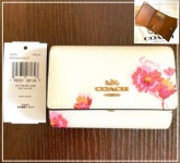コーテッド 新品 リング付き 5連キーケース C0379 白 QCyvN-m32637308296 COACH コーチ レザー花柄 なレザー