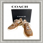 ンズスニー COACH スエード 茶 G4940 10D 3BO72-m83960622640 コーチ スニーカー シグネチャー れません