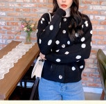 (비스코스48%) 도트미 라운드넥 니트 가디건 - 리리앤코 (비스코스48%) 도트미 라운드넥 니트 가디건