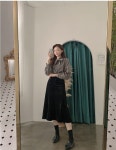 러프링 리본 체크 셔츠 블라우스 - 리리앤코 러프링 리본 체크 셔츠 블라우스