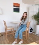 플리넌 하이웨스트 밴딩 데님 팬츠 - 리리앤코 플리넌 하이웨스트 밴딩 데님 팬츠