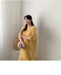 [BABARIN] 요롤리 스퀘어넥 프릴 롱 원피스 - 리리앤코 [BABARIN] 요롤리 스퀘어넥 프릴 롱 원피스