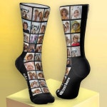 35 Photos - pic grid all over with one line text Socks | Zazzle