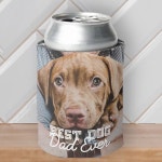 Best Dog Dad Ever Modern Custom Pet Photo Can Cooler | Zazzle