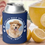 Cute Personalized Pet Photo Worlds Best Dog Dad Can Cooler | Zazzle