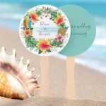 Island Breeze | Tropical Beach Watercolor Wedding Hand Fan | Zazzle