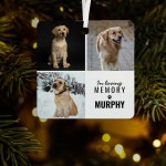 Modern 3 Photo Pet Memorial | Christmas Tree Metal Ornament | Zazzle
