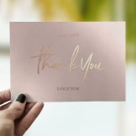 Thank You Cards Faux Foil Rosegold Postcard | Zazzle
