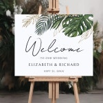 Tropical Greenery Summer Boho Wedding Welcome Sign | Zazzle