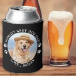 Worlds Best Dog Dad Personalized Cute Pet Photo Can Cooler | Zazzle