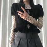 로지샵 *당일출고![26SS/포인트이너!] 도트 시스루 레이어드 이너 긴팔 티셔츠;2color