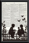 Playing House Silhouette Vintage Book Page Art | House 및 책 Playing House Silhouette Vintage Book Page Art