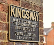 Kingsway plaque, Dunmurry © Albert Bridge cc-by-sa/2.0 :: Geograph Britain and Ireland Kingsway plaque, Dunmurry... 