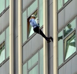 Abseiling, Europa Hotel, Belfast - April... © Albert Bridge cc-by-sa/2.0 :: Geograph Britain and Ireland Abseiling, Europa Hotel... 