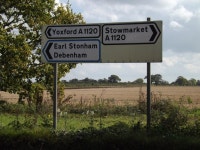 Roadsigns on the A1120 Church Road © Geographer :: Geograph Britain and Ireland Roadsigns on the A1120 Church Road &copy; Geographer