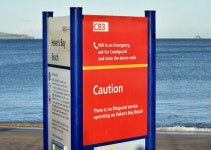 No lifeguard sign, Helens Bay... © Albert Bridge :: Geograph Britain and Ireland No lifeguard sign, Helens Bay...... 