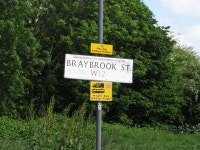 Braybrook Street sign with waiting and... © David Hawgood :: Geograph Britain and Ireland Braybrook Street sign with waiting... 