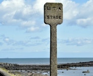 Concrete UTA bus stop, Millisle (July... © Albert Bridge :: Geograph Britain and Ireland Concrete UTA bus stop, Millisle (July..... 