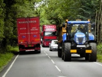Tractor on the A134 near Ampton © David Dixon :: Geograph Britain and Ireland Tractor on the A134 near Ampton &copy; David Dixon